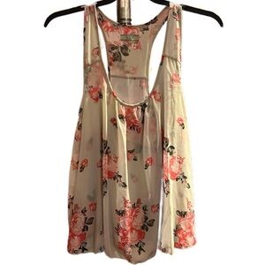 Guess Coral and Cream Floral Top